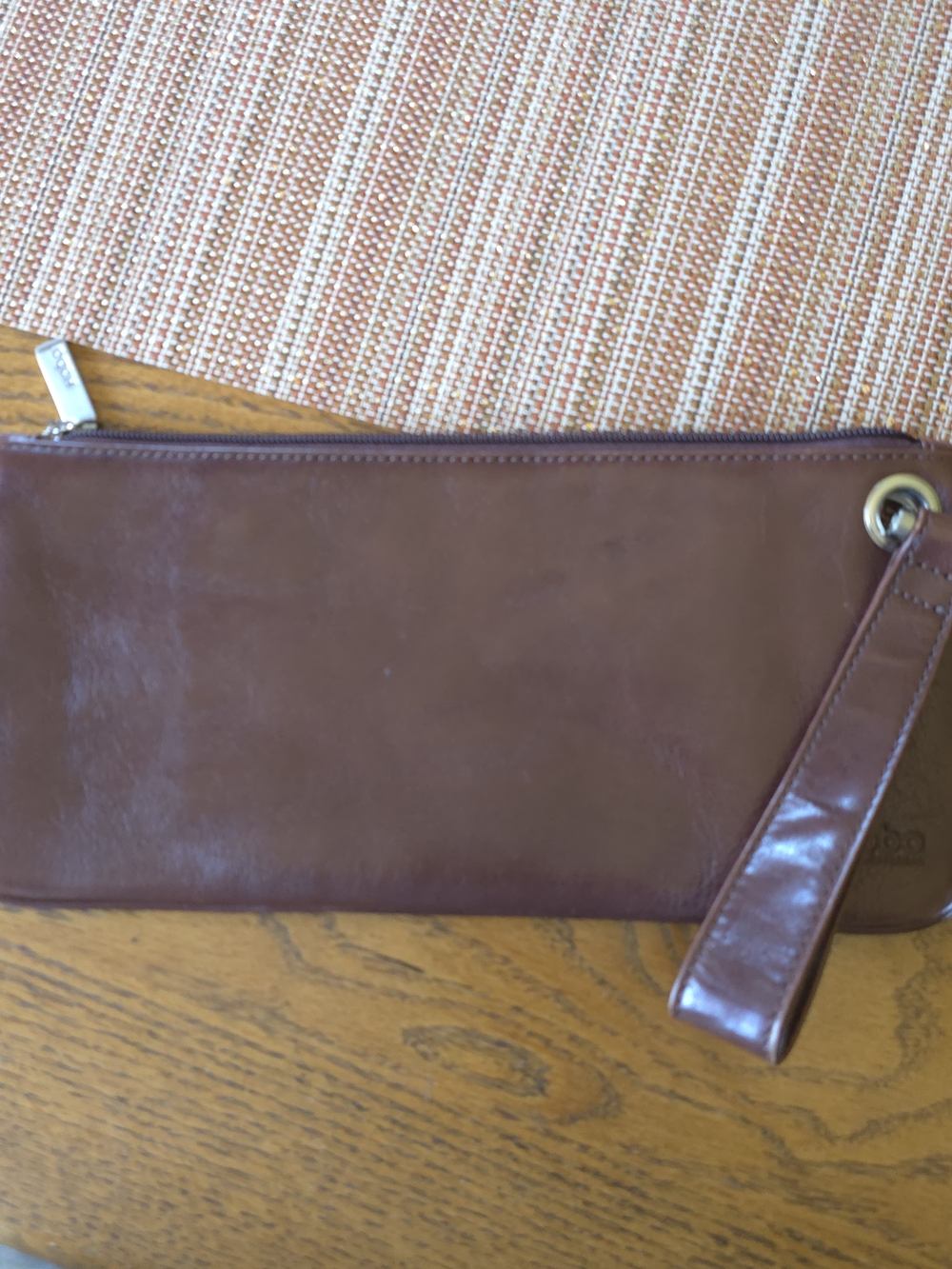 HOBO Chestnut Leather Wristlet Clutch in Brown